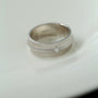 Engraved Brushed Silver Zircon Ring - floysun