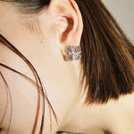 Engraved Lace Cross Floral Earrings - floysun