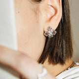 Engraved Lace Cross Floral Earrings - floysun