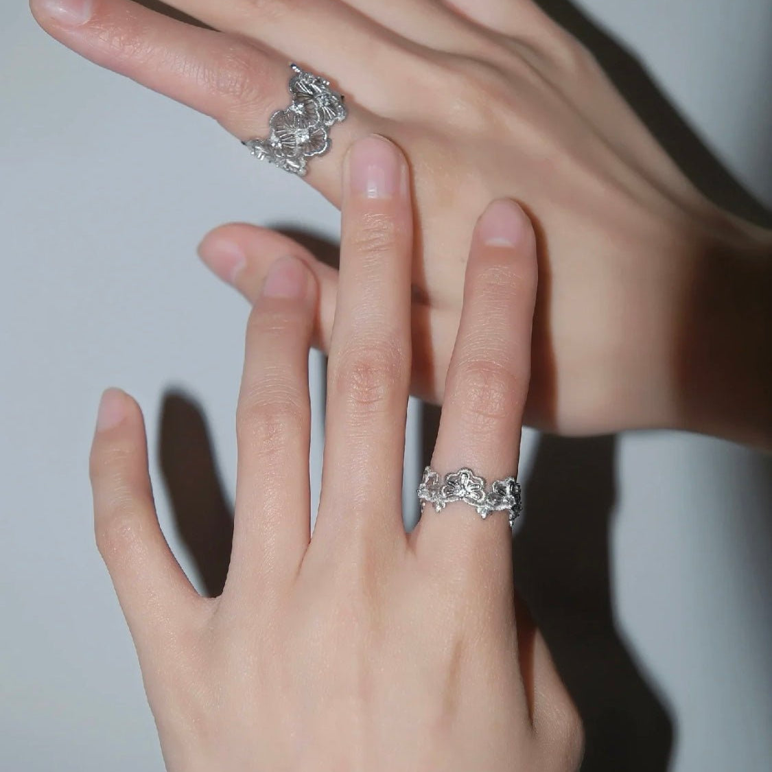 Engraved Lace Edge Ring – Brushed 925 Sterling Silver - floysun