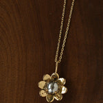 Eternal Blue Turquoise & Lucent Glass Floral Pendant Necklace - floysun