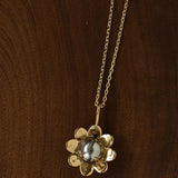 Eternal Blue Turquoise & Lucent Glass Floral Pendant Necklace - floysun