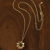 Eternal Blue Turquoise & Lucent Glass Floral Pendant Necklace - floysun