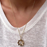 Eternal Blue Turquoise & Lucent Glass Floral Pendant Necklace - floysun