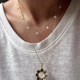 Eternal Blue Turquoise & Lucent Glass Floral Pendant Necklace - floysun