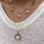 Eternal Blue Turquoise & Lucent Glass Floral Pendant Necklace - floysun