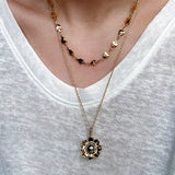 Eternal Blue Turquoise & Lucent Glass Floral Pendant Necklace - floysun