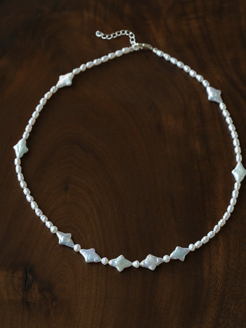 Ethereal Baroque Star Pearl Choker - Handcrafted Natural Starburst Pearl Necklace - floysun