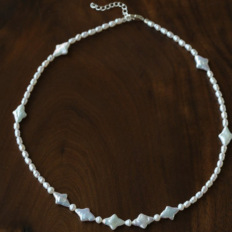 Ethereal Baroque Star Pearl Choker - Handcrafted Natural Starburst Pearl Necklace - floysun