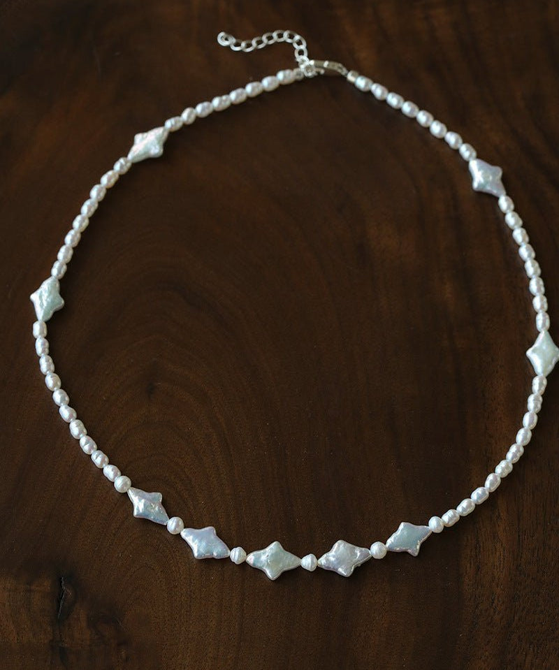 Ethereal Baroque Star Pearl Choker - Handcrafted Natural Starburst Pearl Necklace - floysun