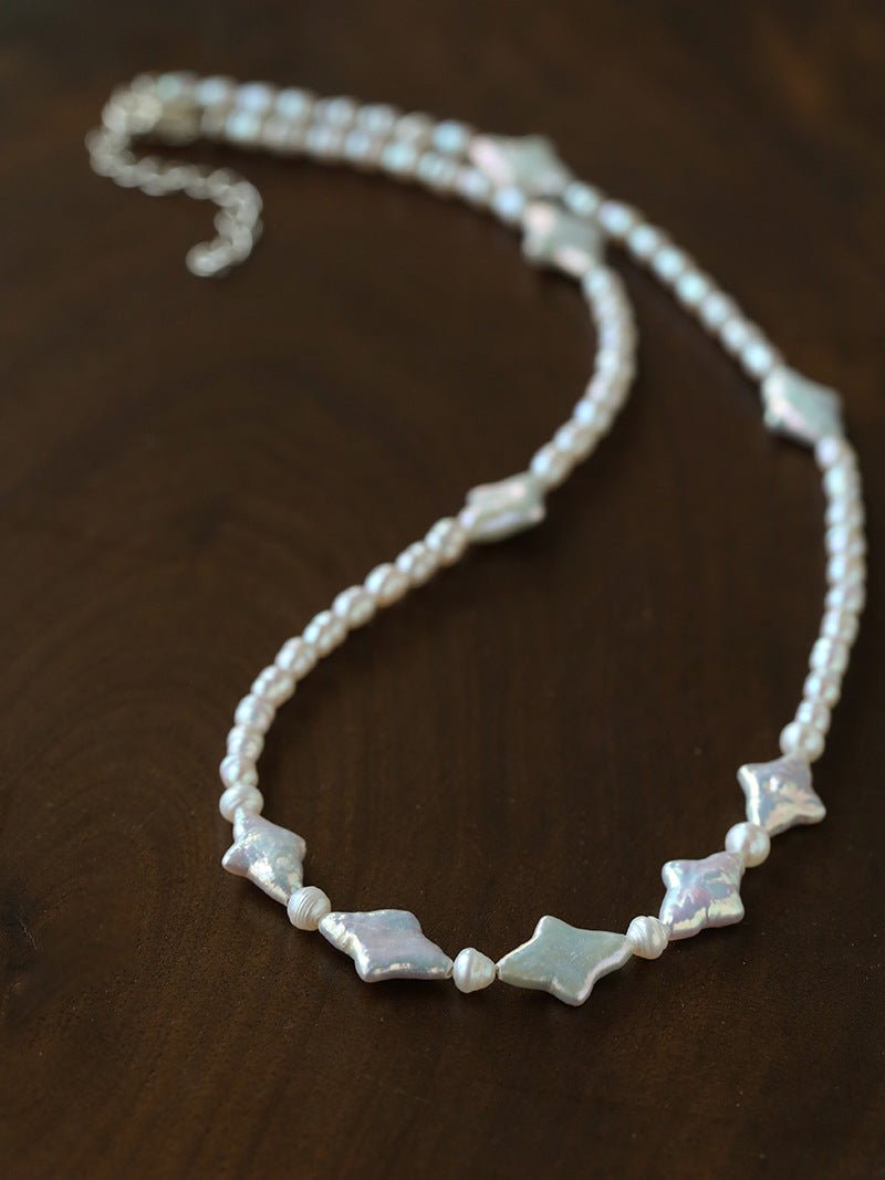 Ethereal Baroque Star Pearl Choker - Handcrafted Natural Starburst Pearl Necklace - floysun