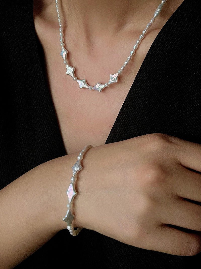 Ethereal Baroque Star Pearl Choker - Handcrafted Natural Starburst Pearl Necklace - floysun