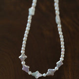 Ethereal Baroque Star Pearl Choker - Handcrafted Natural Starburst Pearl Necklace - floysun