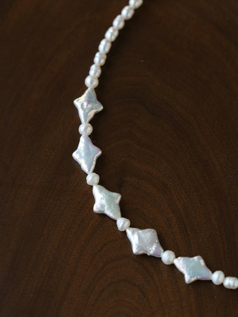 Ethereal Baroque Star Pearl Choker - Handcrafted Natural Starburst Pearl Necklace - floysun