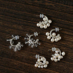 Ethereal Dream Cloud Drop Earrings - Textured C - Hoop with Pearls & Glass Beads - floysun