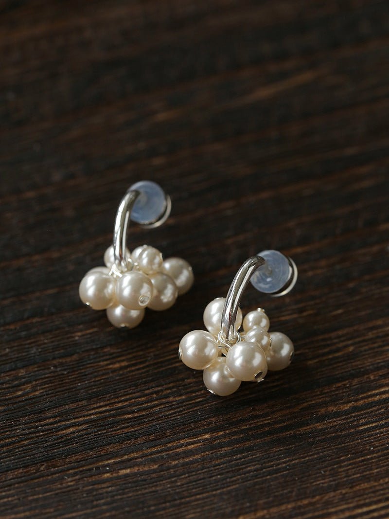 Ethereal Dream Cloud Drop Earrings - Textured C - Hoop with Pearls & Glass Beads - floysun