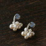 Ethereal Dream Cloud Drop Earrings - Textured C - Hoop with Pearls & Glass Beads - floysun