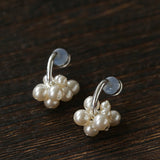 Ethereal Dream Cloud Drop Earrings - Textured C - Hoop with Pearls & Glass Beads - floysun