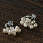 Ethereal Dream Cloud Drop Earrings - Textured C - Hoop with Pearls & Glass Beads - floysun