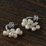 Ethereal Dream Cloud Drop Earrings - Textured C - Hoop with Pearls & Glass Beads - floysun