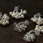 Ethereal Dream Cloud Drop Earrings - Textured C - Hoop with Pearls & Glass Beads - floysun