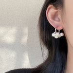 Ethereal Dream Cloud Drop Earrings - Textured C - Hoop with Pearls & Glass Beads - floysun