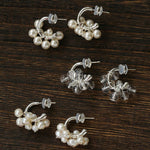 Ethereal Dream Cloud Drop Earrings - Textured C - Hoop with Pearls & Glass Beads - floysun