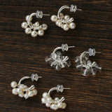 Ethereal Dream Cloud Drop Earrings - Textured C - Hoop with Pearls & Glass Beads - floysun
