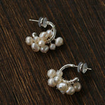 Ethereal Dream Cloud Drop Earrings - Textured C - Hoop with Pearls & Glass Beads - floysun