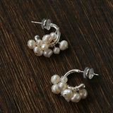 Ethereal Dream Cloud Drop Earrings - Textured C - Hoop with Pearls & Glass Beads - floysun