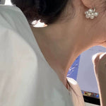 Ethereal Dream Cloud Drop Earrings - Textured C - Hoop with Pearls & Glass Beads - floysun