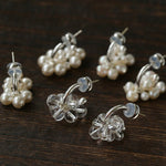 Ethereal Dream Cloud Drop Earrings - Textured C - Hoop with Pearls & Glass Beads - floysun