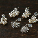 Ethereal Dream Cloud Drop Earrings - Textured C - Hoop with Pearls & Glass Beads - floysun
