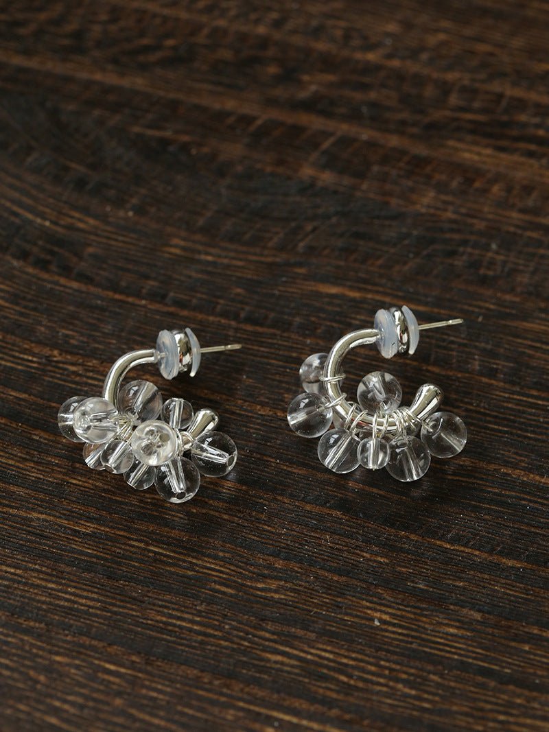 Ethereal Dream Cloud Drop Earrings - Textured C - Hoop with Pearls & Glass Beads - floysun