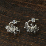 Ethereal Dream Cloud Drop Earrings - Textured C - Hoop with Pearls & Glass Beads - floysun