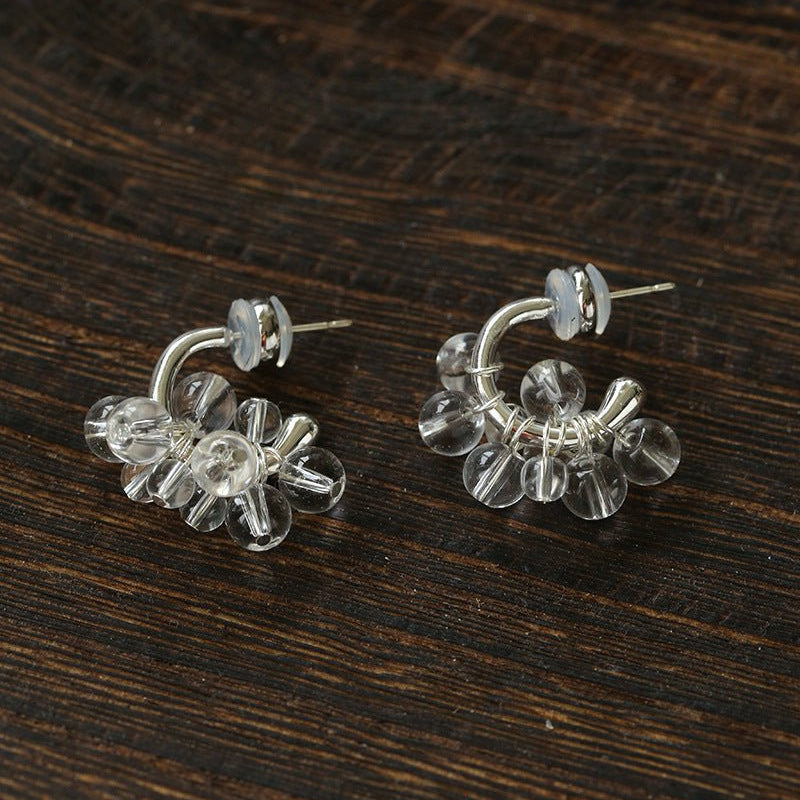 Ethereal Dream Cloud Drop Earrings - Textured C - Hoop with Pearls & Glass Beads - floysun