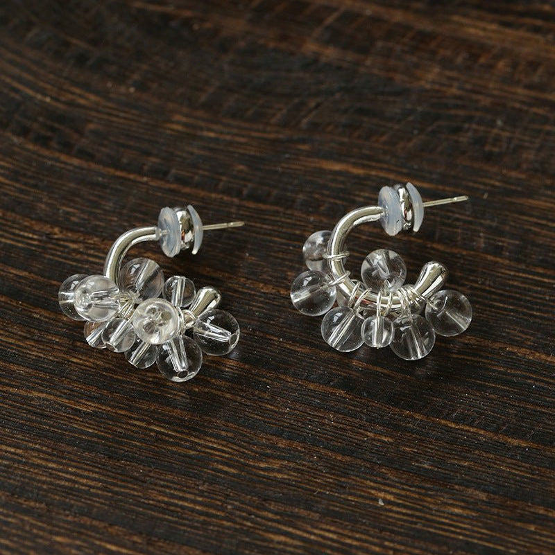 Ethereal Dream Cloud Drop Earrings - Textured C - Hoop with Pearls & Glass Beads - floysun
