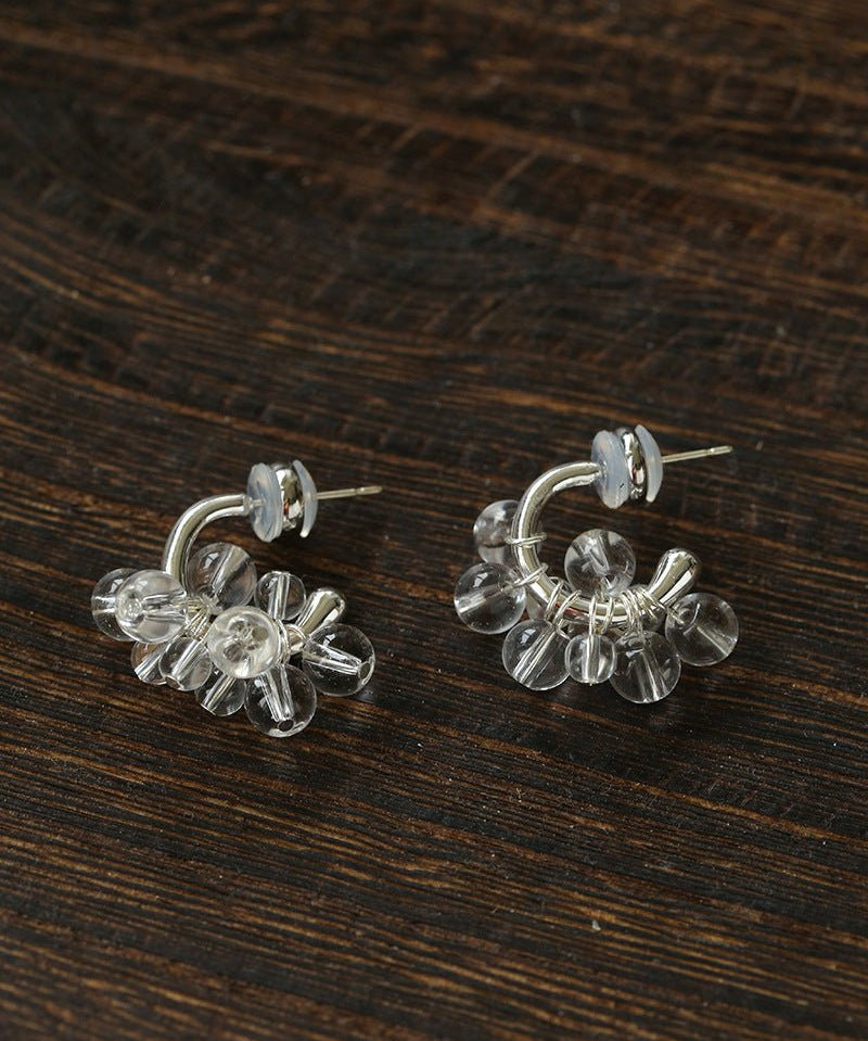 Ethereal Dream Cloud Drop Earrings - Textured C - Hoop with Pearls & Glass Beads - floysun