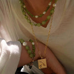 Ethereal Glow - Natural Peridot Chips & Pearl Choker Necklace - floysun