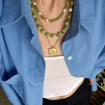 Ethereal Glow - Natural Peridot Chips & Pearl Choker Necklace - floysun