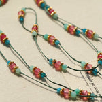 Ethereal Horizon Pink Tourmaline Wax Cord Necklace - floysun