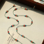 Ethereal Horizon Pink Tourmaline Wax Cord Necklace - floysun