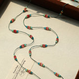 Ethereal Horizon Pink Tourmaline Wax Cord Necklace - floysun