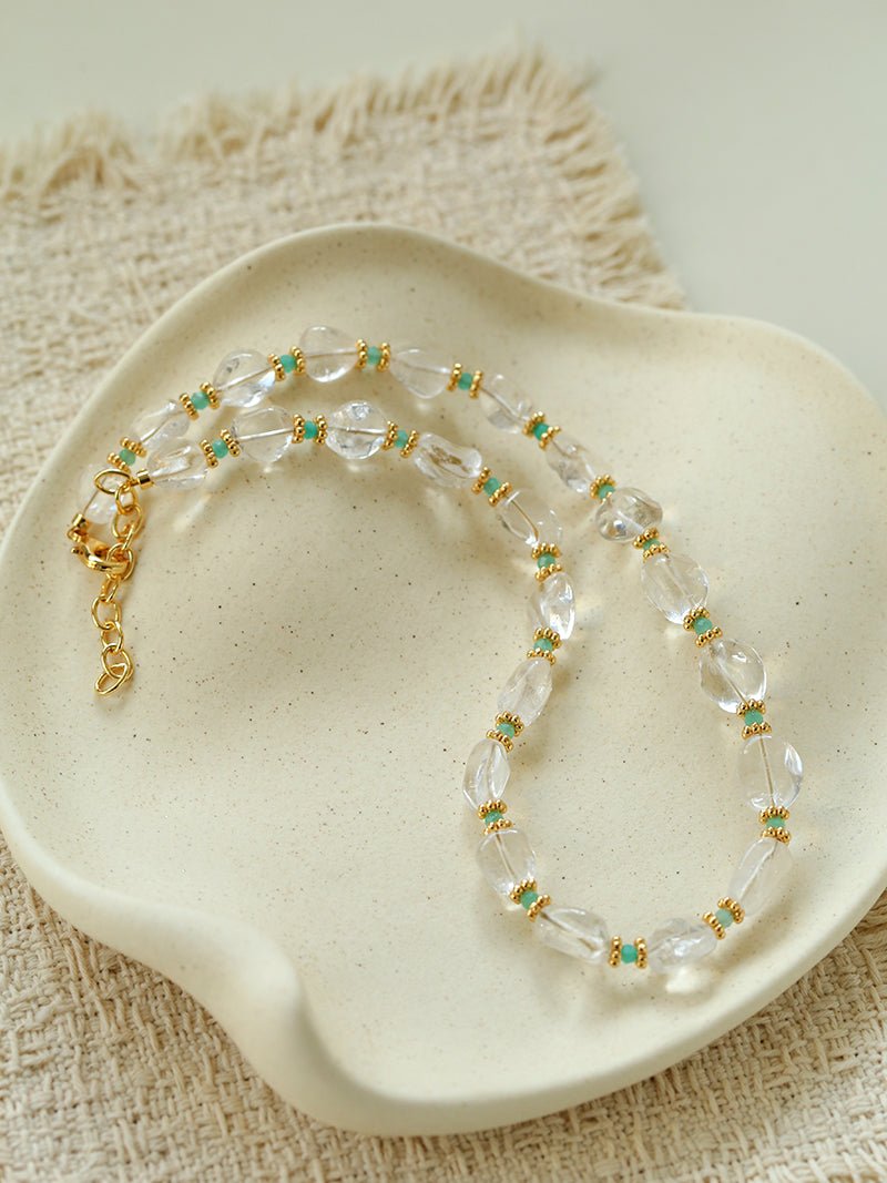 Ethereal Rock Crystal & Amazonite Necklace - floysun