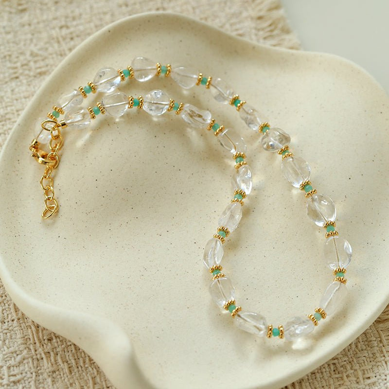 Ethereal Rock Crystal & Amazonite Necklace - floysun