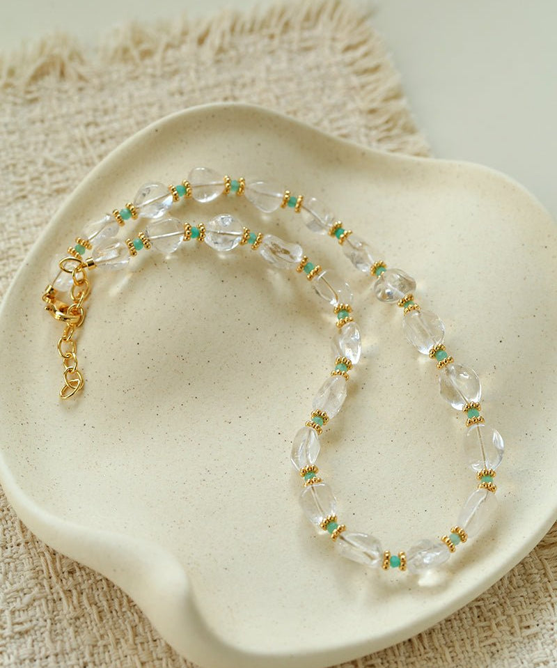 Ethereal Rock Crystal & Amazonite Necklace - floysun