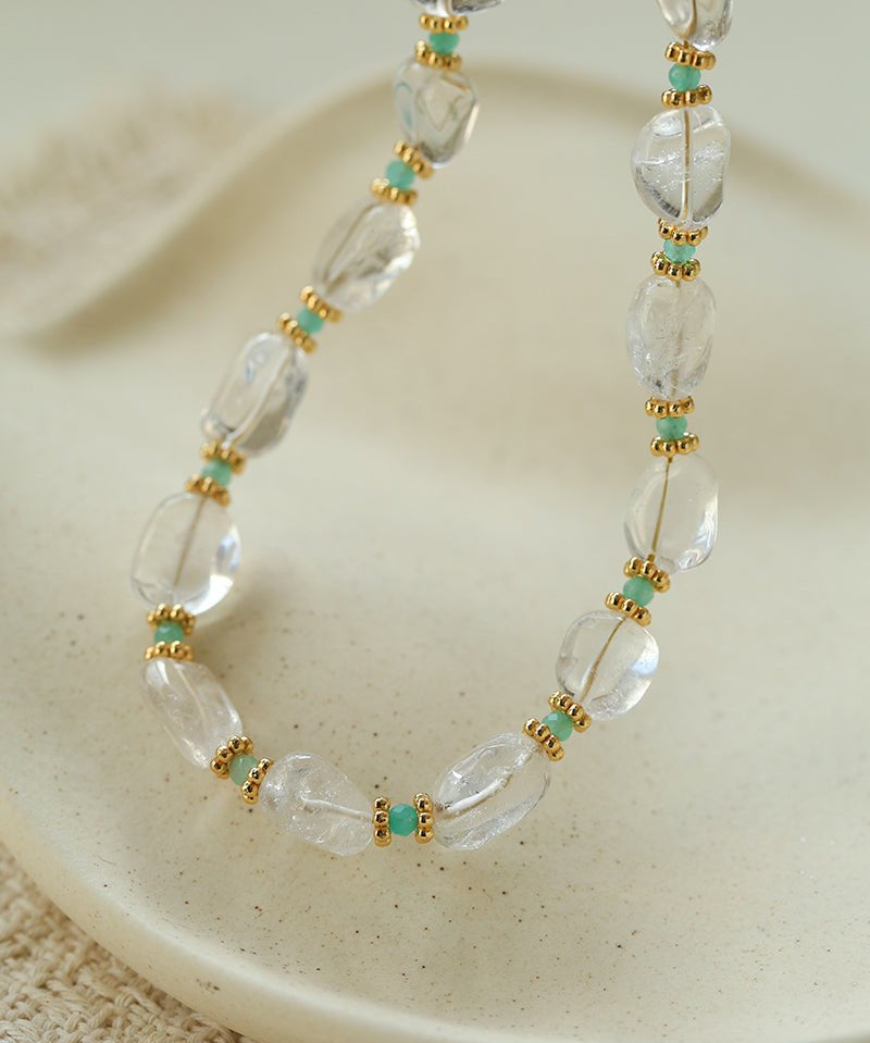 Ethereal Rock Crystal & Amazonite Necklace - floysun