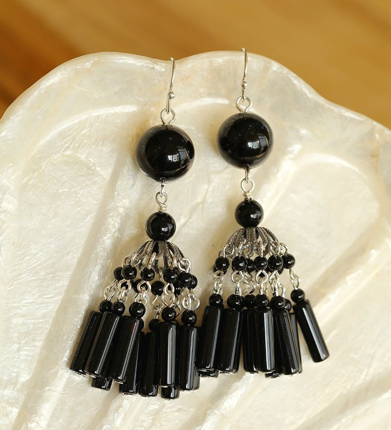 Ethnic Agate Tassel Earrings Traditional Meets Modern - floysun