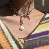 European Baroque Pearl Bead Chain Long Necklace - floysun
