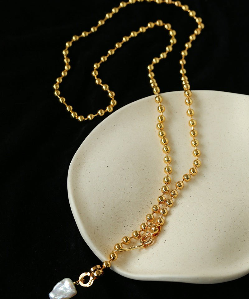 European Baroque Pearl Bead Chain Long Necklace - floysun